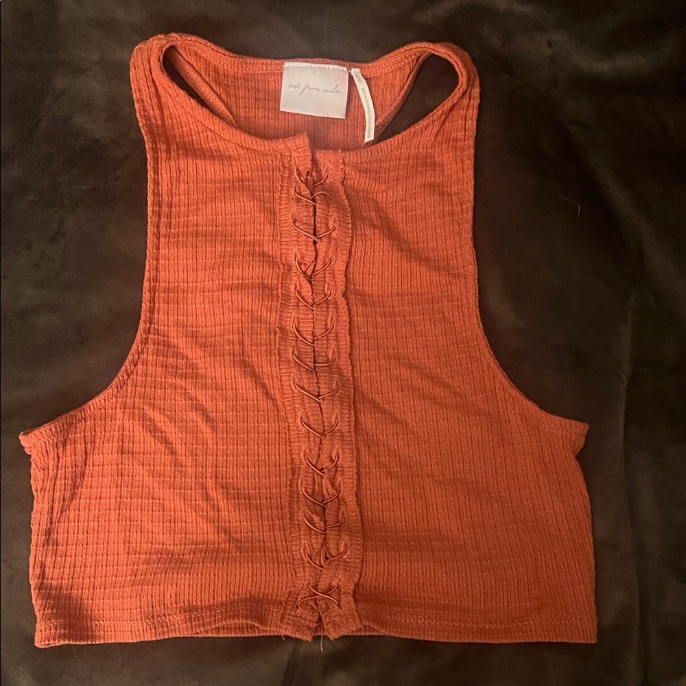 Rust Sleeveless Ribbed Top